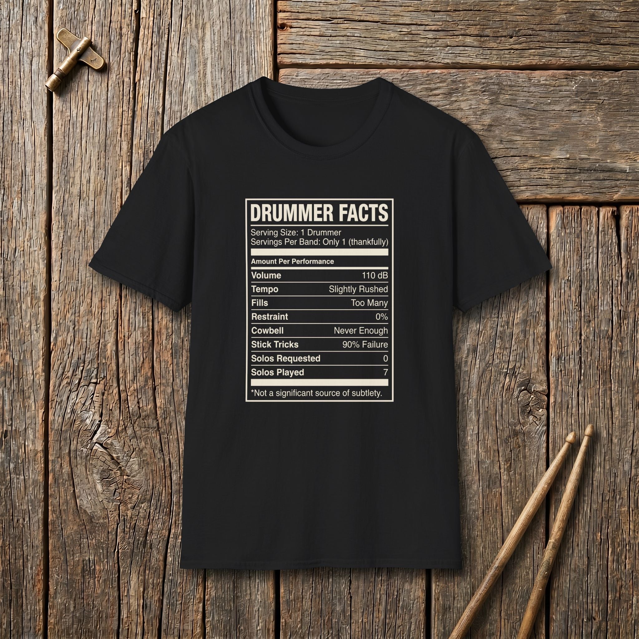 Drummer Facts - Funny Nutrition Label Drummer T-Shirt
