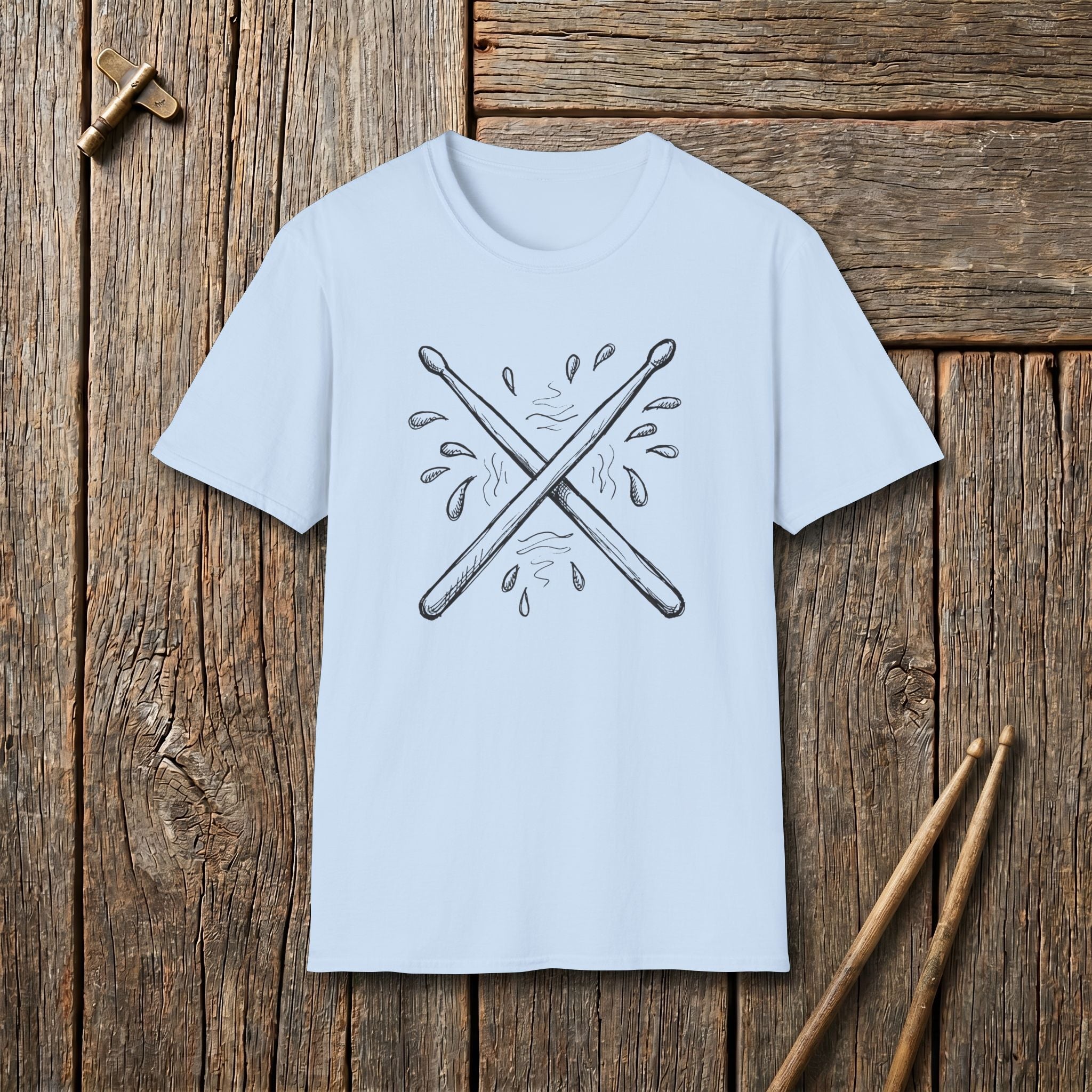 Sweat Crossed Drumsticks Doodle T-Shirt